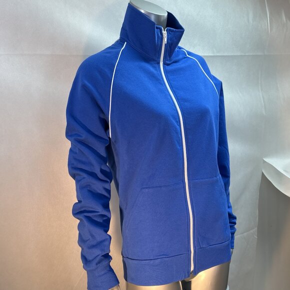 NWOT American Apparel Cotton Fleece Unisex Track Jacket Royal Blue w/White Trim - Picture 4 of 7